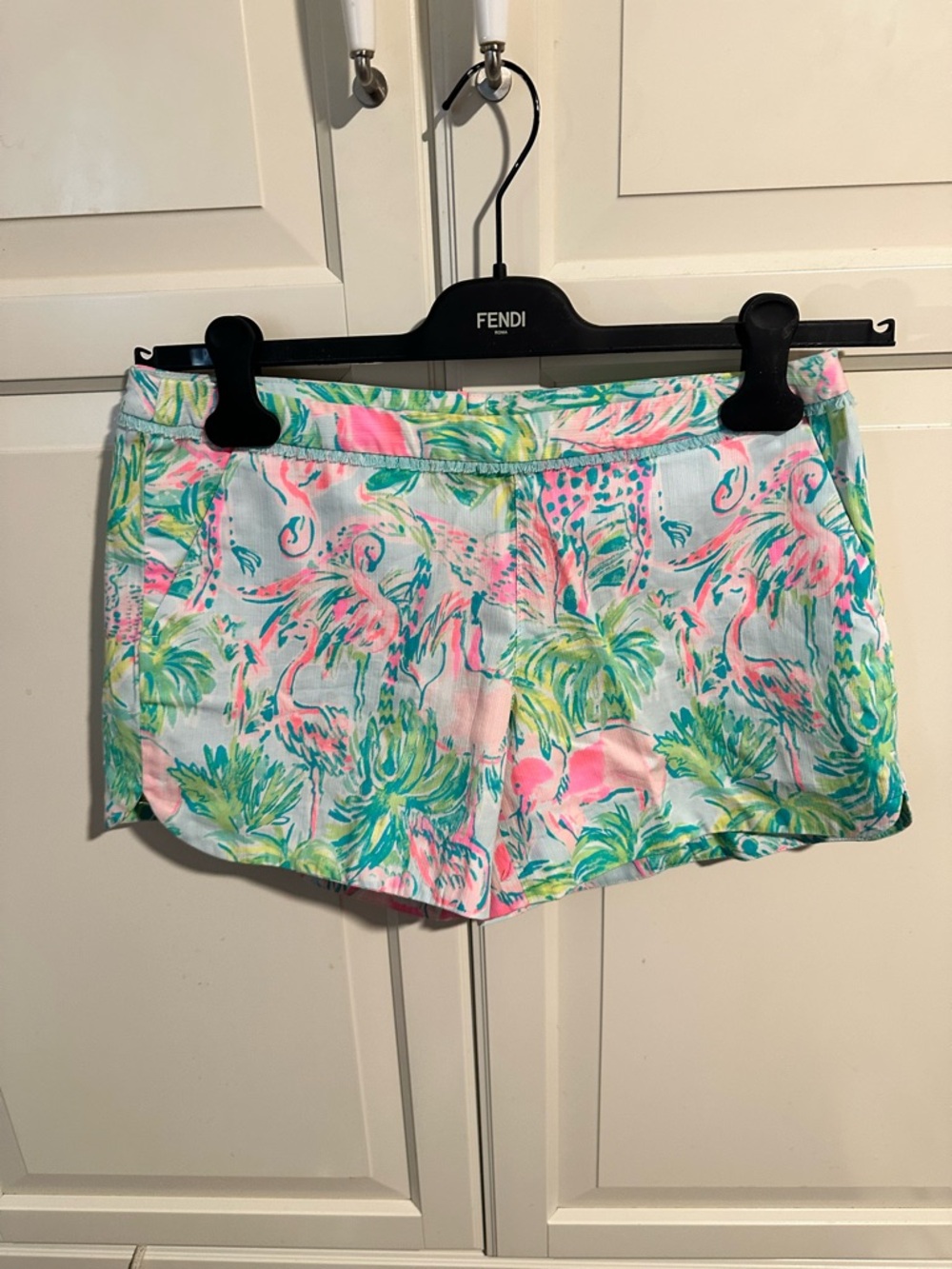 Lilly Pulitzer size 6 like new Adie shorts sea salt blue on parade in print.